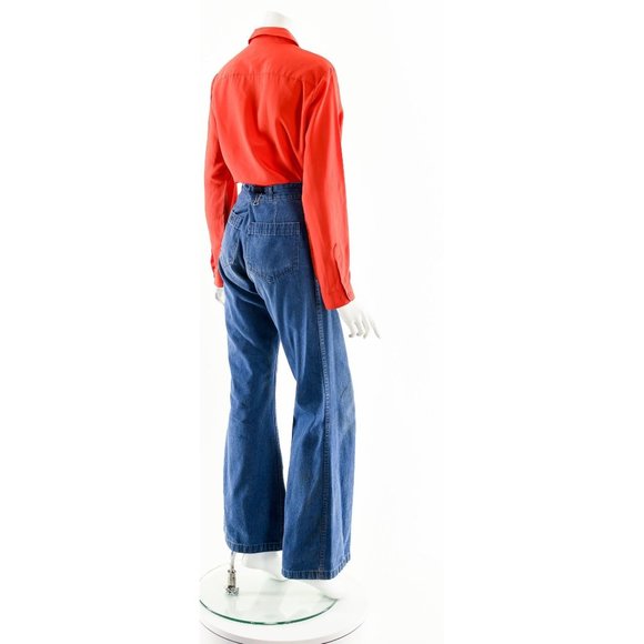 Red Tuxedo Long Sleeve Blouse - Picture 7 of 10